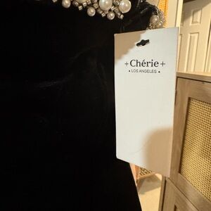Black Pearl-Embellished Prom Dress